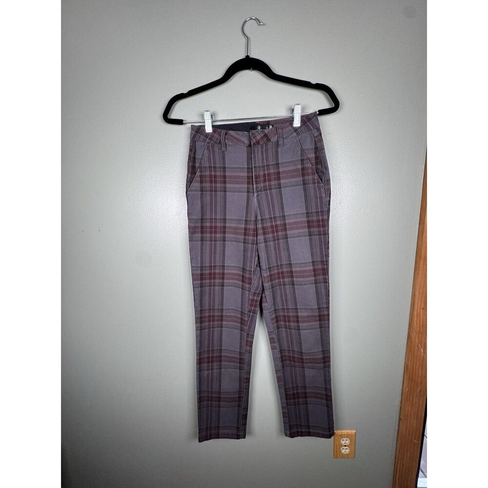 Volcom Frochickie Mid Rise Regular Fit Plaid Chino Pants Womens Size 24